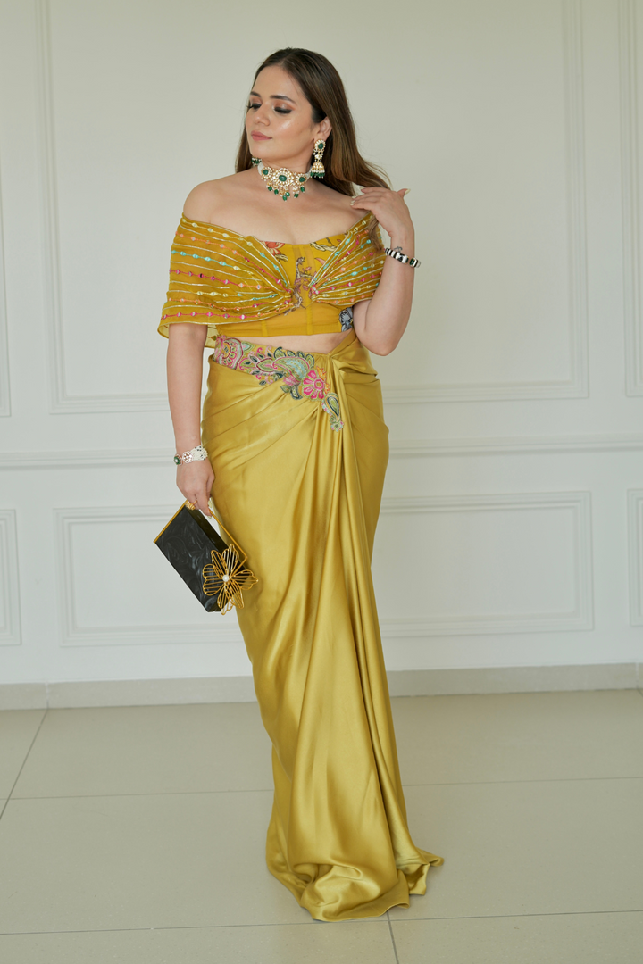 Albela wrap drape skirt with jacket