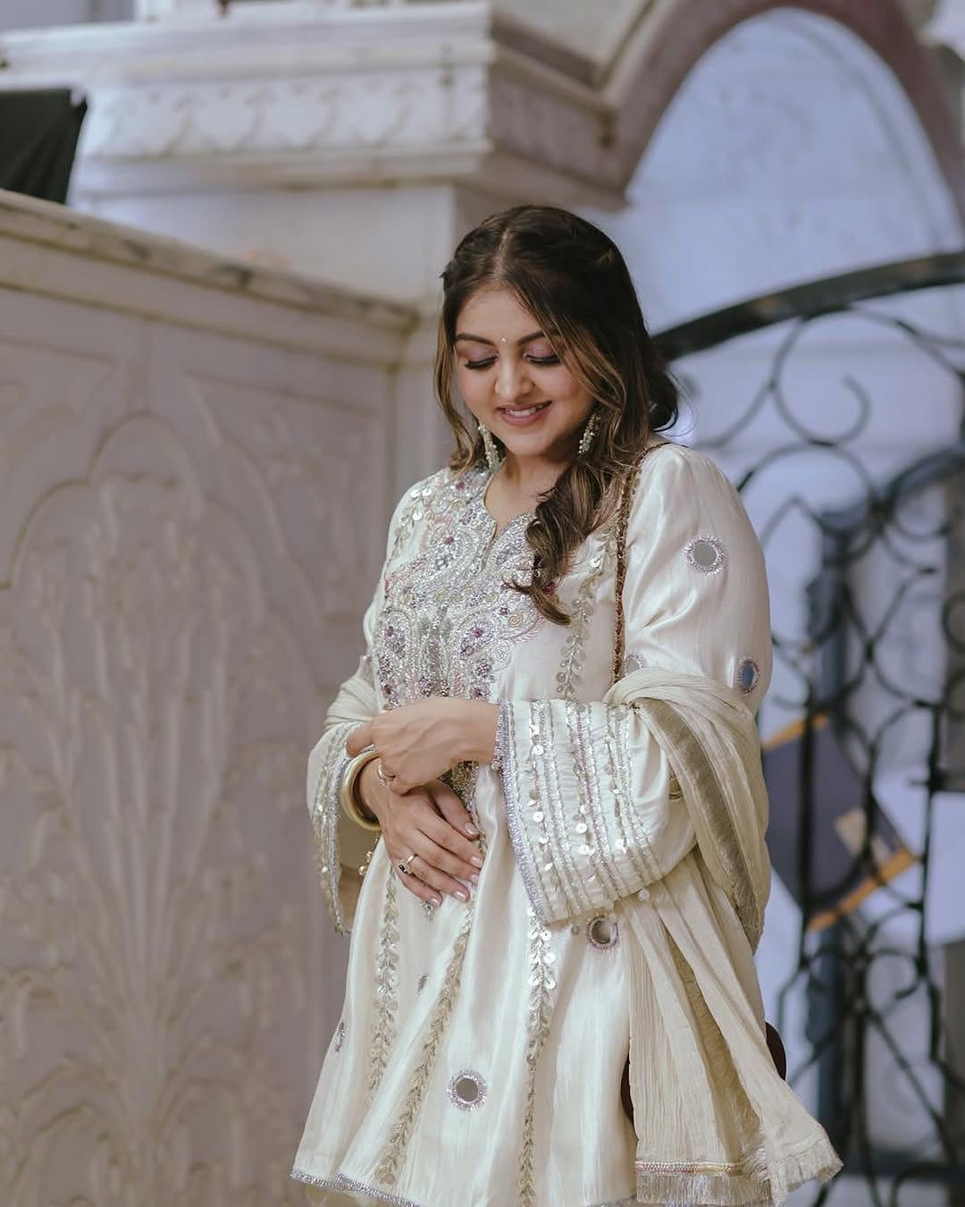 Ivory Luxe Hand-Embellished Kurta & Palazzo Set