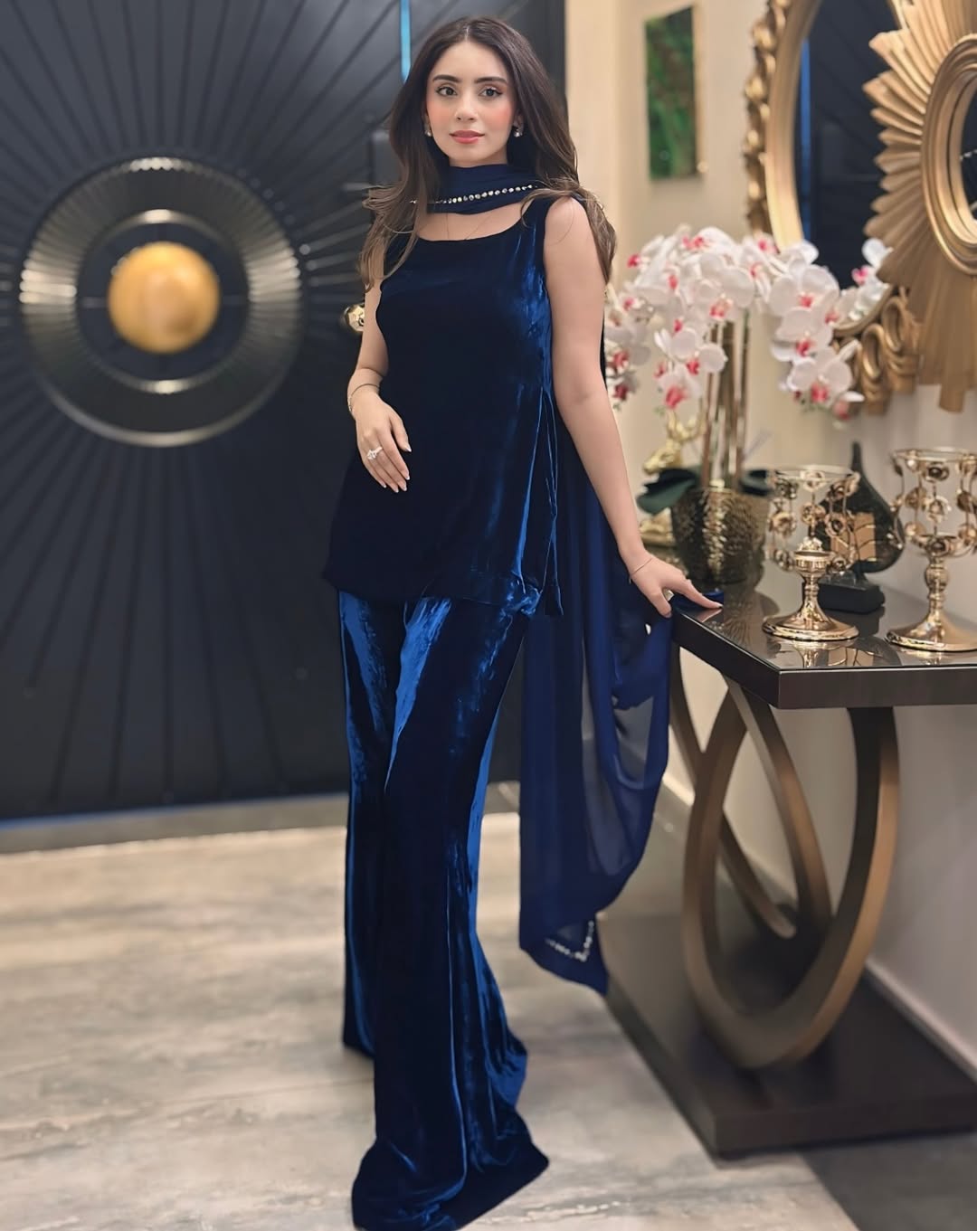 Midnight Glam Velvet Top & Flared Pant Set