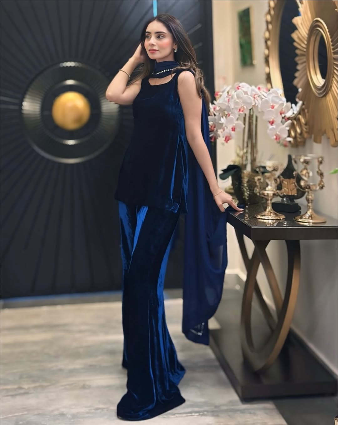 Midnight Glam Velvet Top & Flared Pant Set