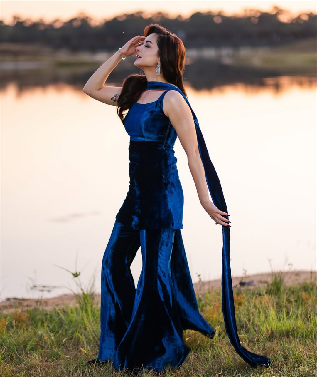 Midnight Glam Velvet Top & Flared Pant Set