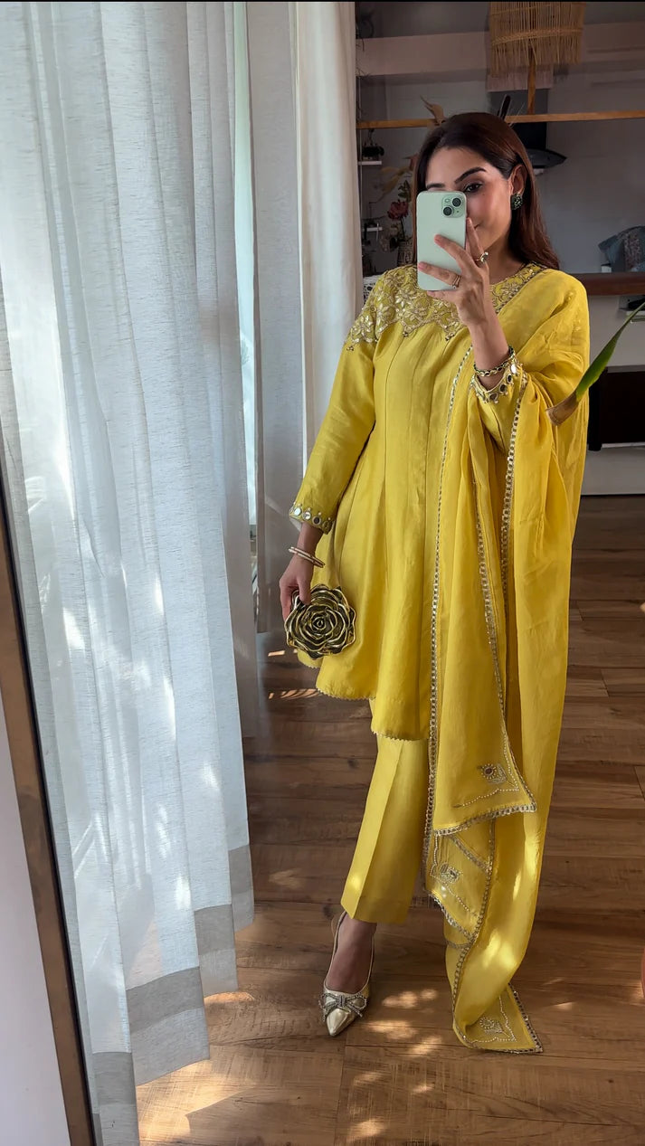 Yellow Embroidered Kurta Set
