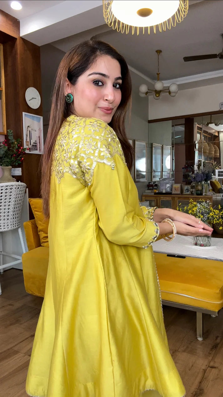 Yellow Embroidered Kurta Set