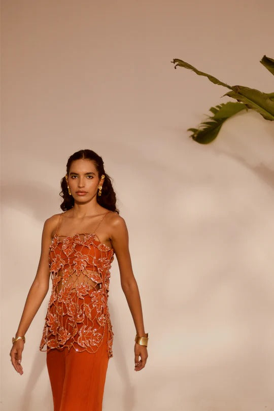 Rust Petal Embellished Co-Ord Set