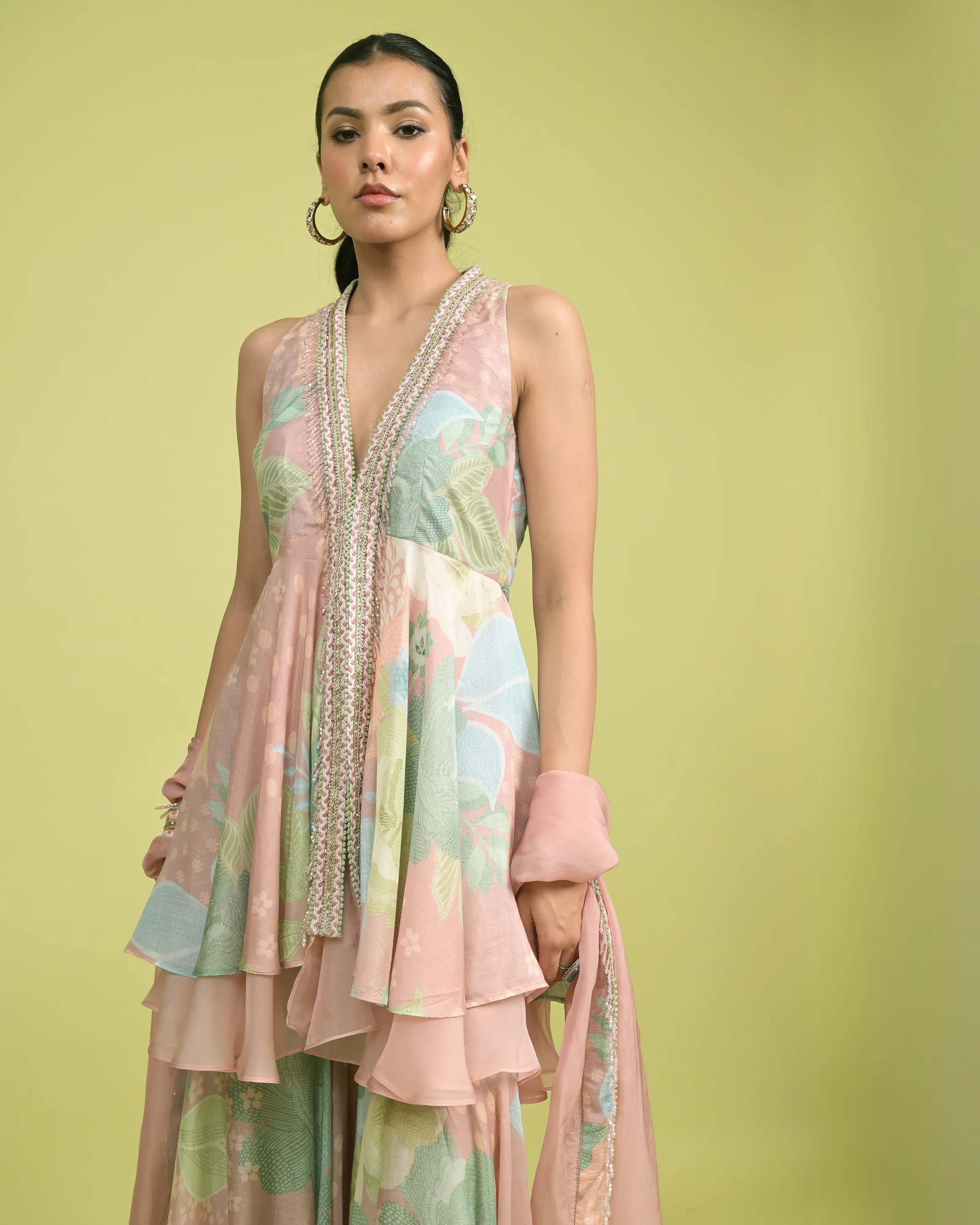 Pastel Dream Peplum Sharara Set