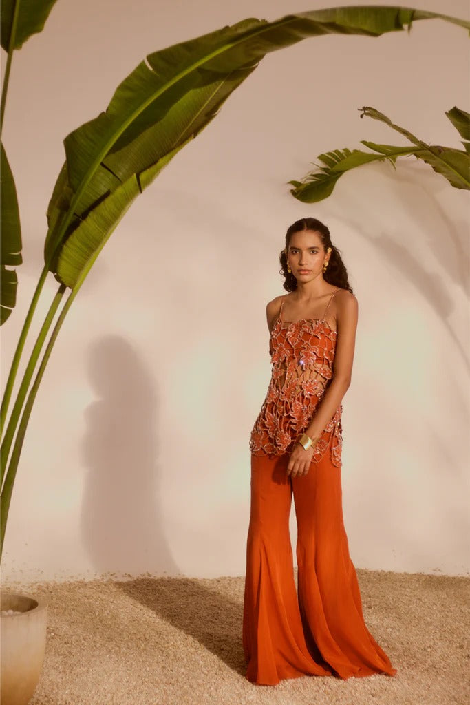 Rust Petal Embellished Co-Ord Set