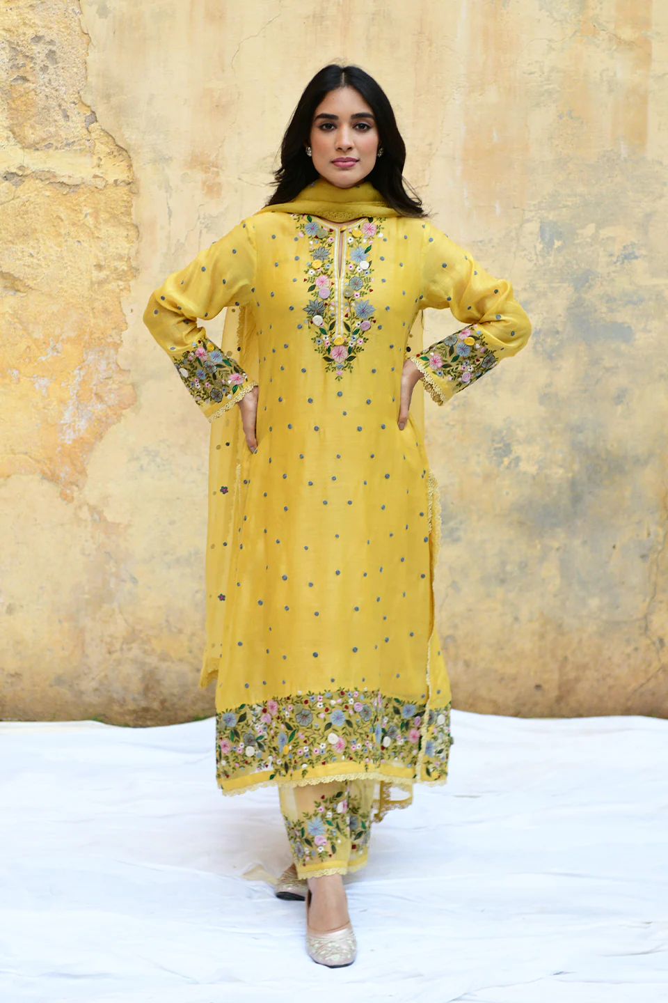 Yellow Orchid Heavy Long Kurta