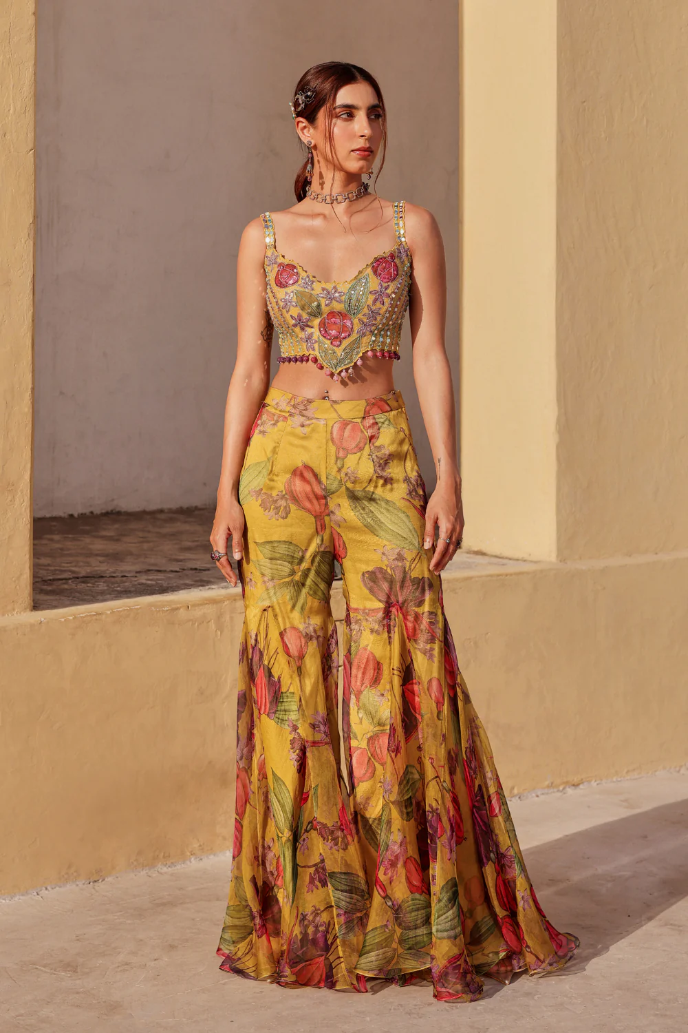 Bageecha sharara set with cape