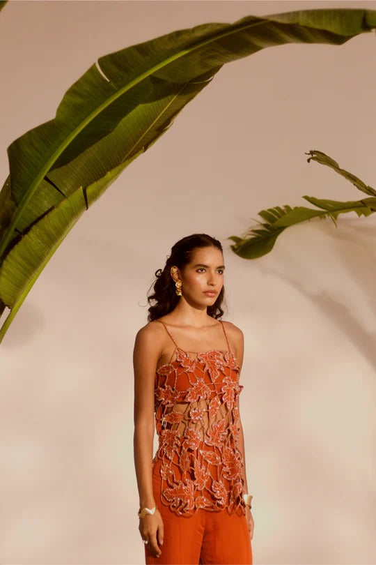 Rust Petal Embellished Co-Ord Set