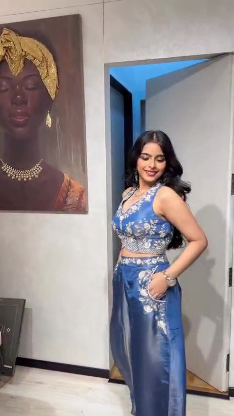 Elegant Blue Festive Wear Co-ord Set with Pockets