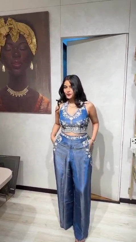 Elegant Blue Festive Wear Co-ord Set with Pockets