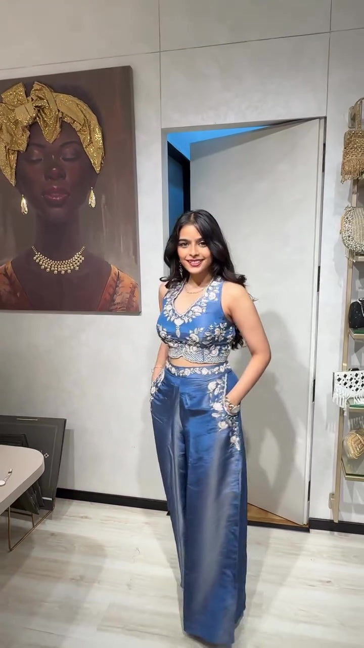 Elegant Blue Festive Wear Co-ord Set with Pockets